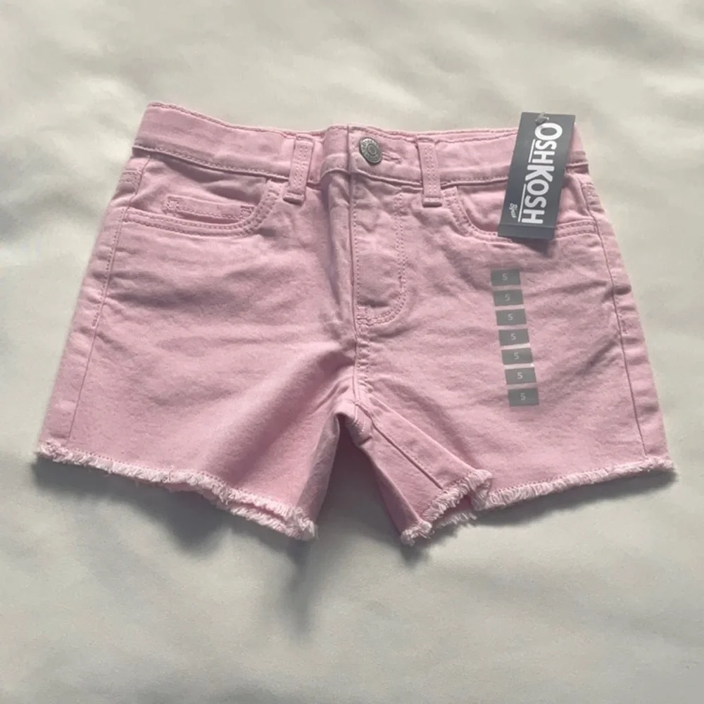 OshKosh B'gosh Pink‎ Jean Shorts Raw Hem Girls Size 5